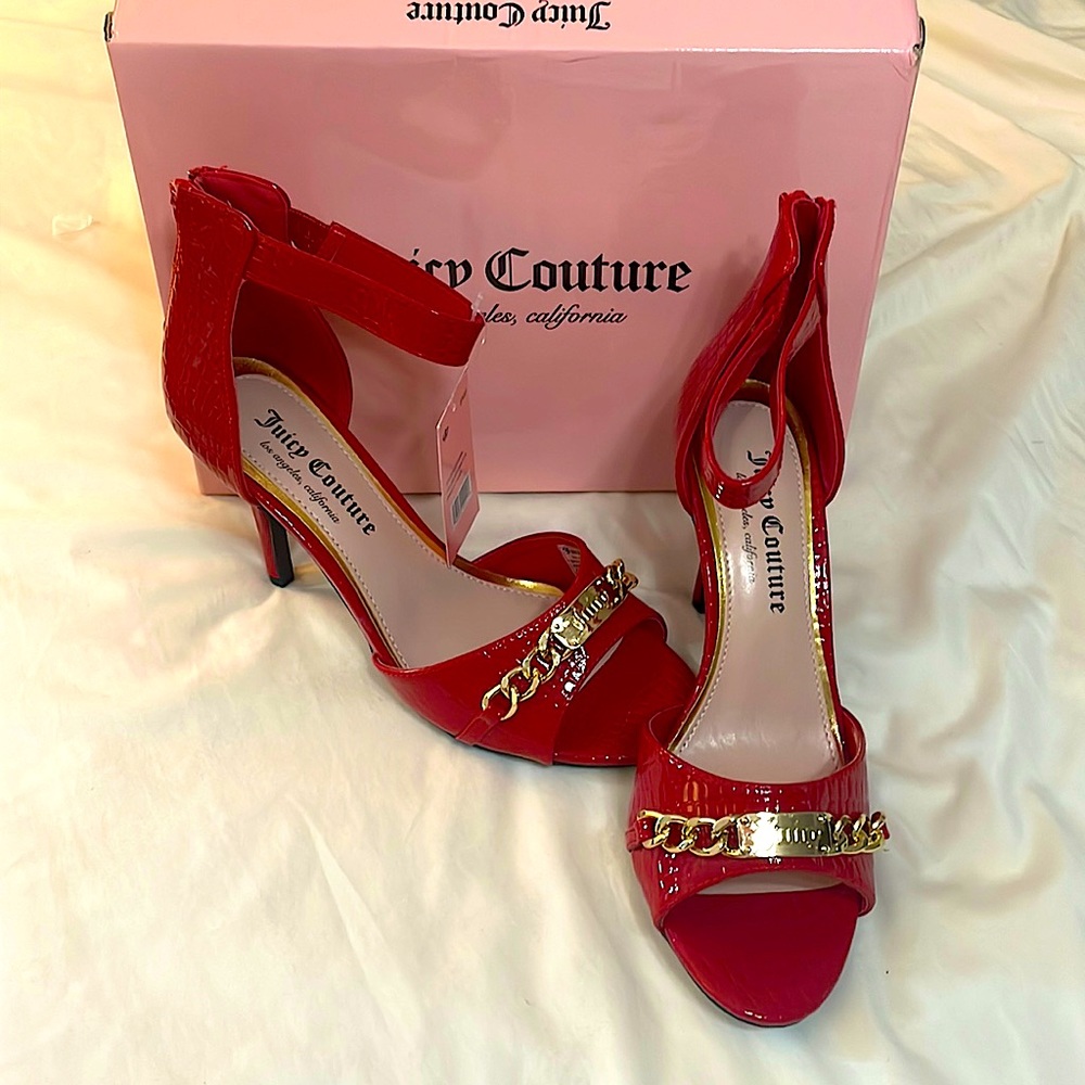 NWT JUICY COUTURE RED CROC HEELS
